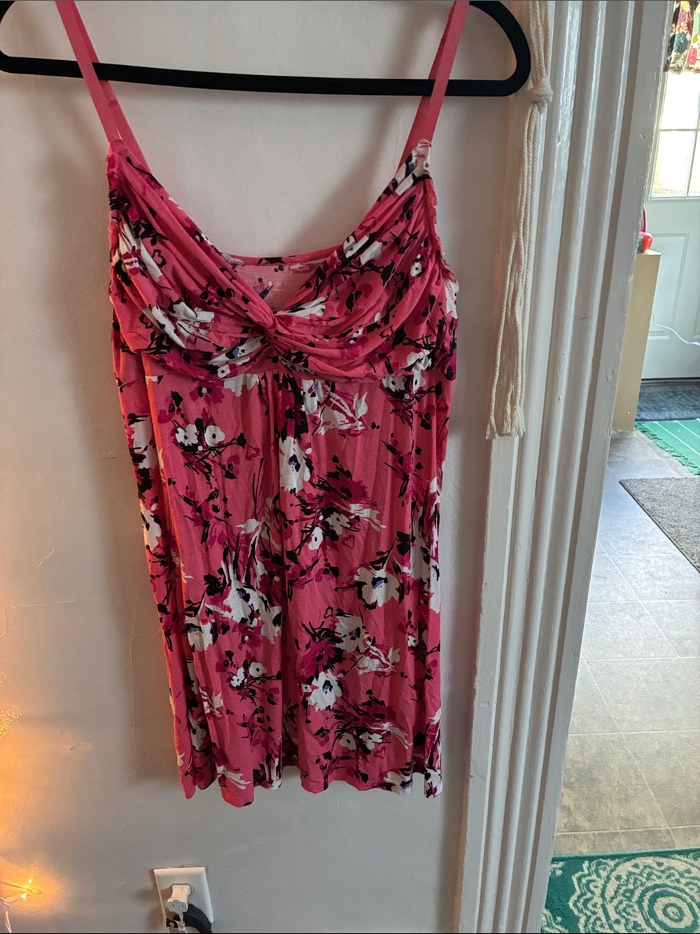 Apt. 9 Pink Floral Twist-Front Cami